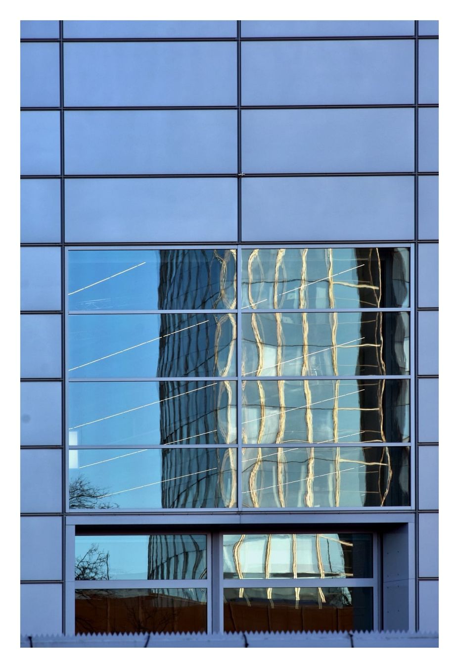 Viele Fenster mit einer Spiegelung.